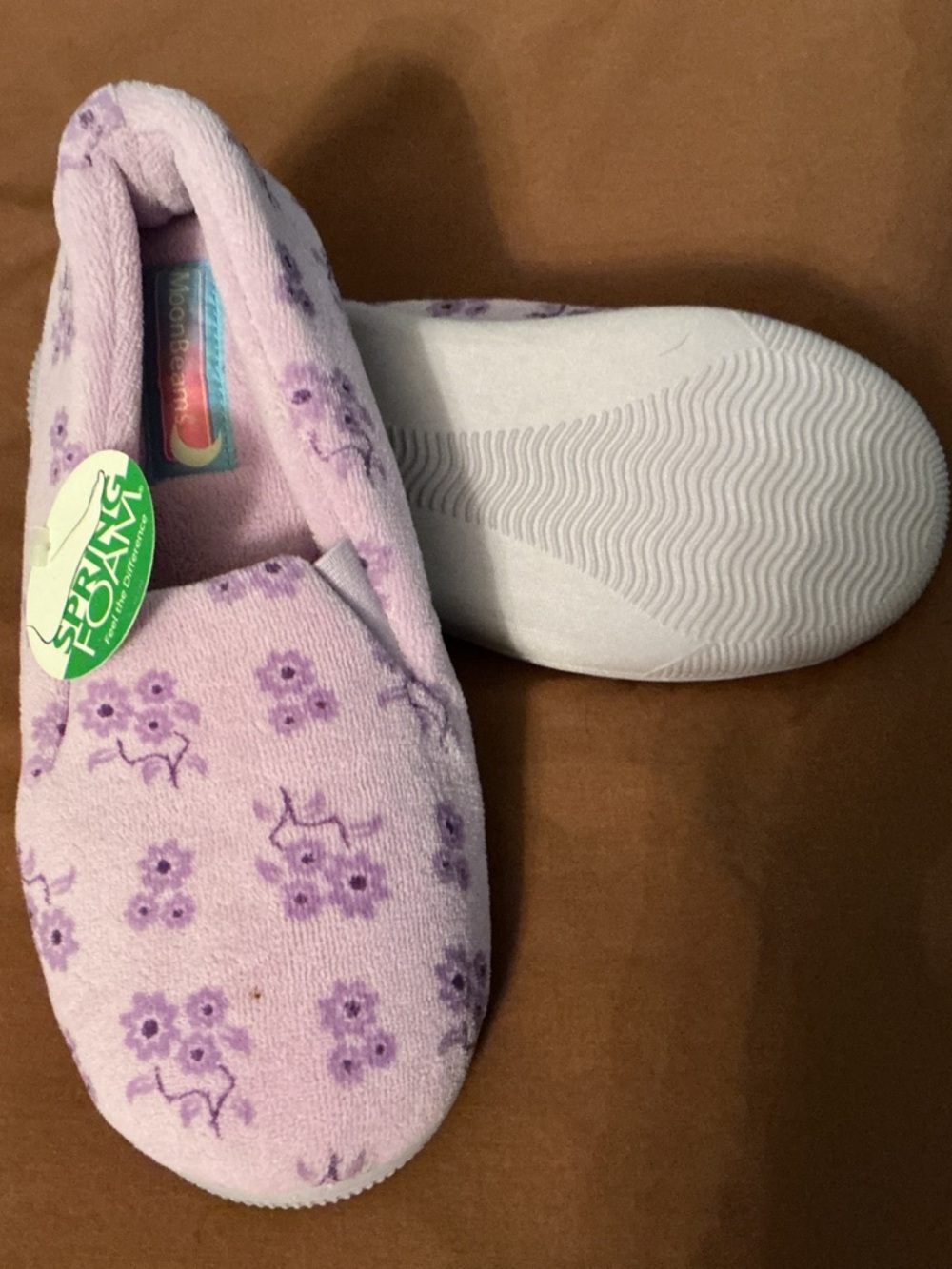 Plush Lavender Floral Slip-On Slippers